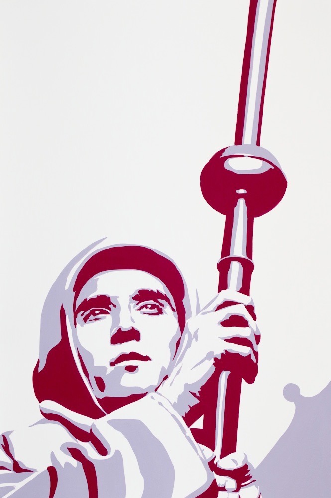 Antonin Artaud (in The Passion of Joan of Arc) left panel 36x24 gouache on watercolor paper 2020