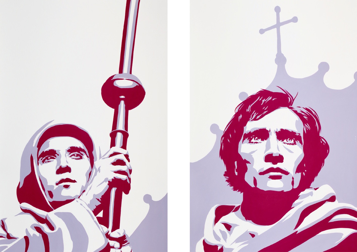 Antonin Artaud (in The Passion of Joan of Arc) Diptych: 36x52 gouache on watercolor paper 2020