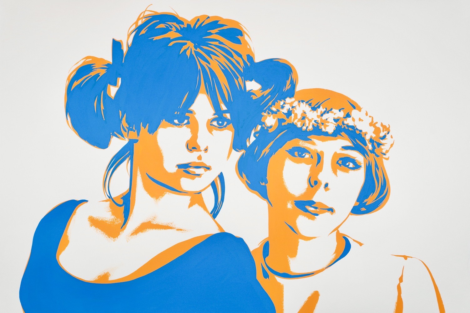 Jitka Cerhová and Ivana Karbanová (in Daisies 1966) 36x24 gouache on watercolor paper 2020