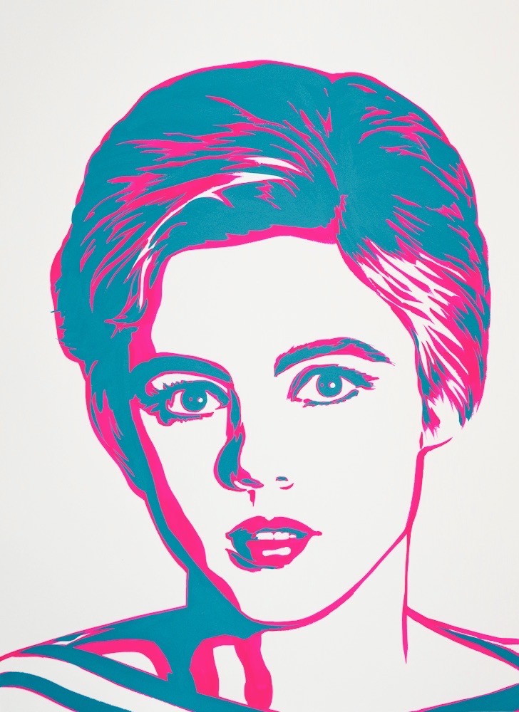 Edie Sedgwick (after Warhol's 1964 screen test) 30x22 gouache on watercolor paper 2020