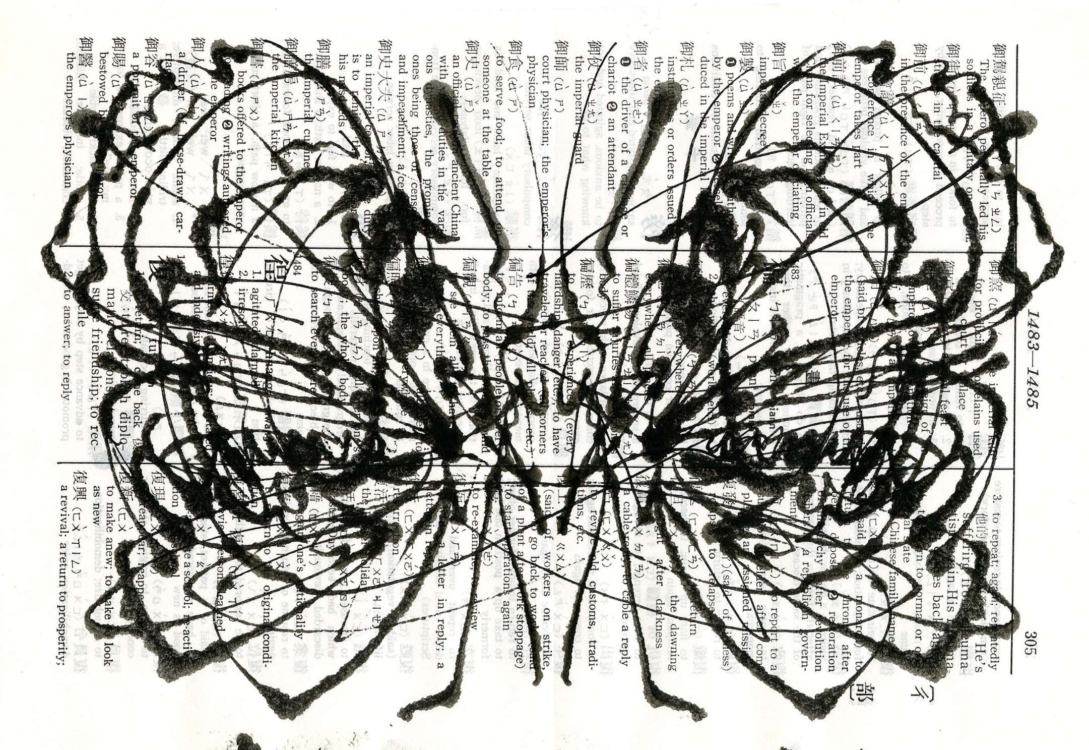 Chinese Moth 14 2017 5x7.25 ink on paper
