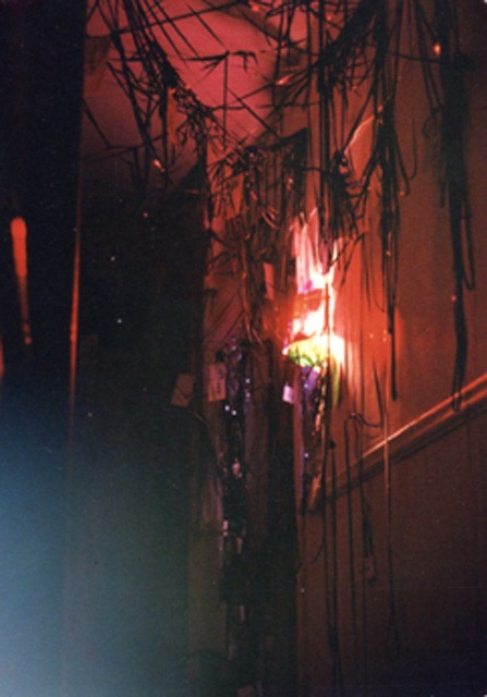 untitled installation 1985 cassette tapes, lighting gels, lights, scotch tape  destroyed