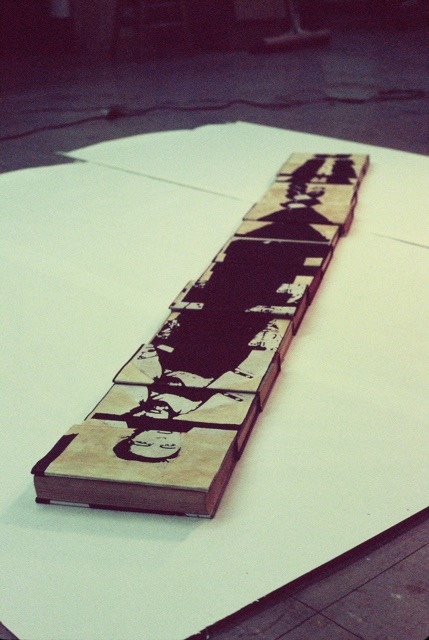 untitled installation 1987 mixed media on paper with wooden construction destroyed