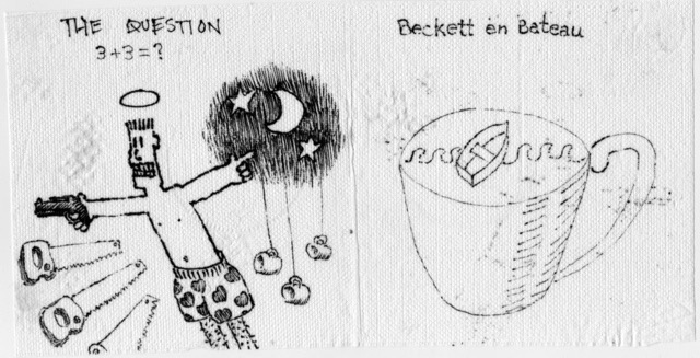 Beckett En Bateau 1989 5x10 ink on napkin