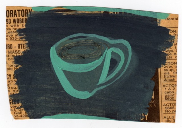 Cup 1990 2x3.5 mixed media on paper