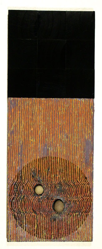 Stone is a mirror 1995 25x9 mixed media on canvas altered 2009
