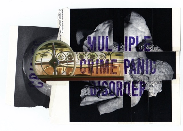 Multiple Crime Panic Disorder 1999 6.25x9.25 ink on collage