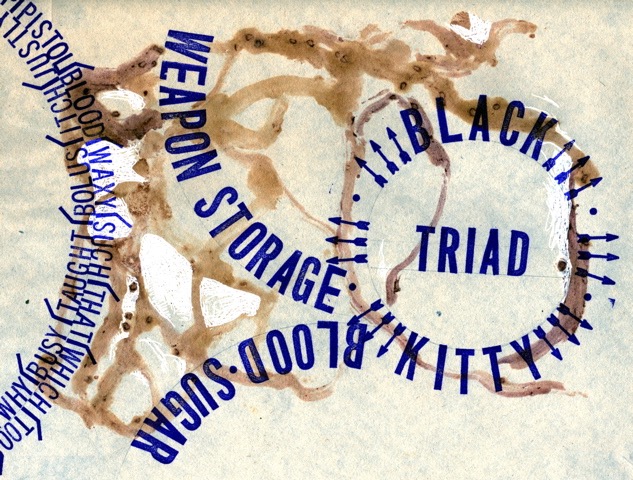 Black Kitty Triad 1999 9x11.75 ink and natural dye on paper