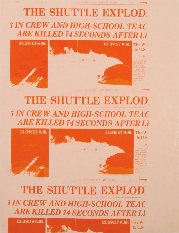The Shuttle Explodes 36x24 screenprint 1986