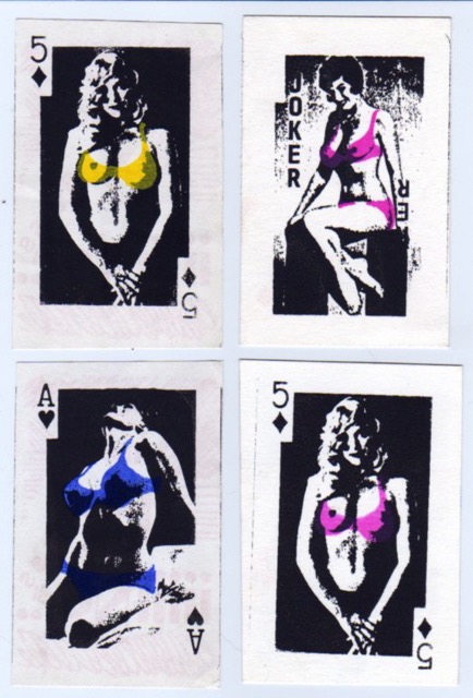 untitled (dressed cards) 3.5x2.25 screenprint 1986