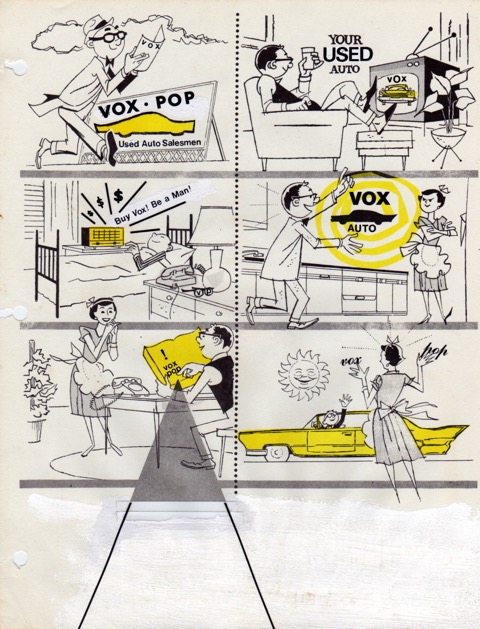 Vox Auto 12x9 mixed media collage 1987