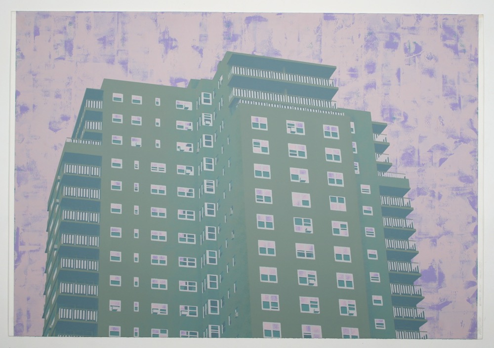 305 W 23rd St (purple sky) 2010 30x43 acrylic on paper
