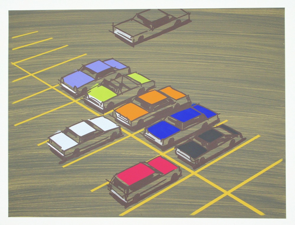 Untitled (parking lot) 2009 22x29 acrylic on paper
